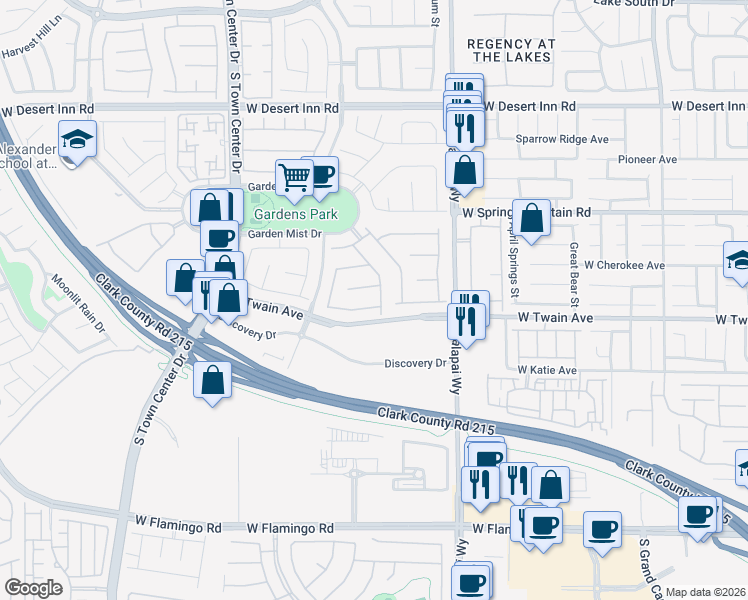 map of restaurants, bars, coffee shops, grocery stores, and more near 10330 Ness Wood Lane in Las Vegas