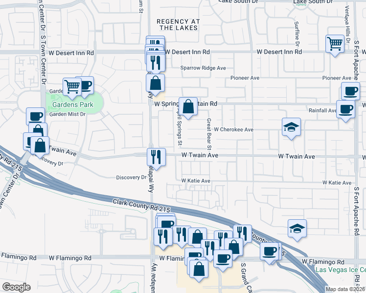 map of restaurants, bars, coffee shops, grocery stores, and more near 3662 April Springs Street in Las Vegas