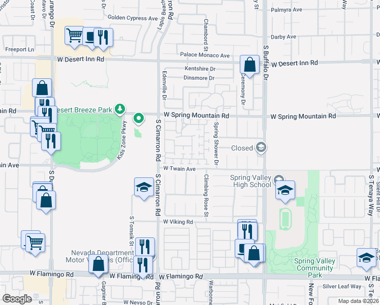 map of restaurants, bars, coffee shops, grocery stores, and more near 8088 Retriever Avenue in Las Vegas