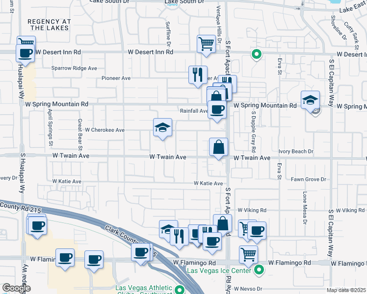 map of restaurants, bars, coffee shops, grocery stores, and more near 9554 Sunshade Court in Las Vegas