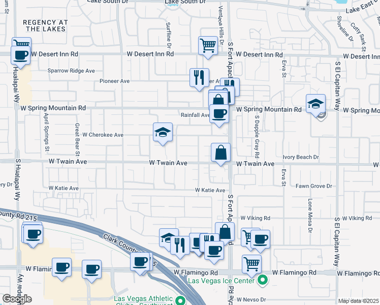 map of restaurants, bars, coffee shops, grocery stores, and more near 9554 Sunshade Court in Las Vegas