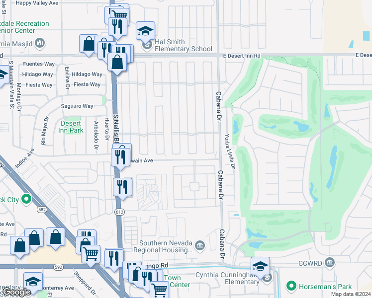 map of restaurants, bars, coffee shops, grocery stores, and more near 3657 Isle Royale Drive in Las Vegas