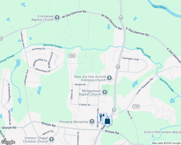 map of restaurants, bars, coffee shops, grocery stores, and more near 1902 Harris Street in Burlington