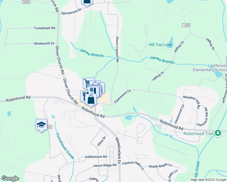 map of restaurants, bars, coffee shops, grocery stores, and more near 1535 Attanook Road in Winston Salem