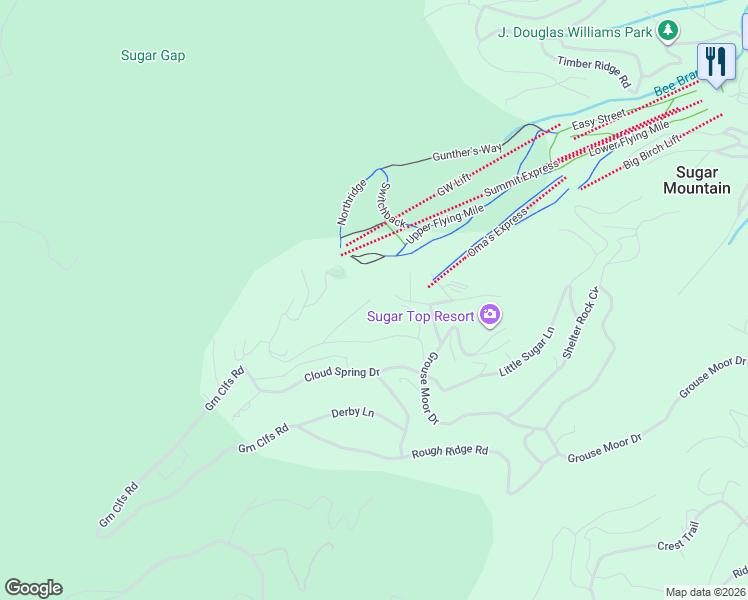 map of restaurants, bars, coffee shops, grocery stores, and more near 228 Windy Knoll in Sugar Mountain