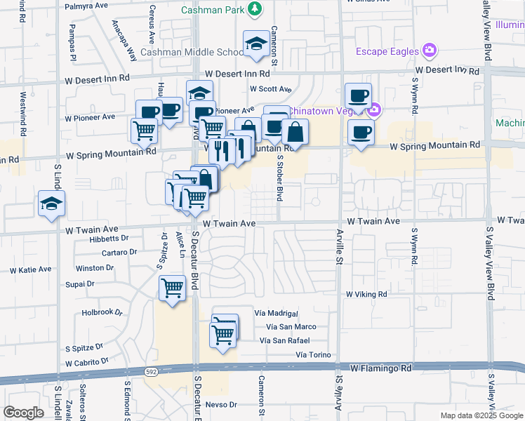 map of restaurants, bars, coffee shops, grocery stores, and more near 4743 Elk Springs Avenue in Las Vegas