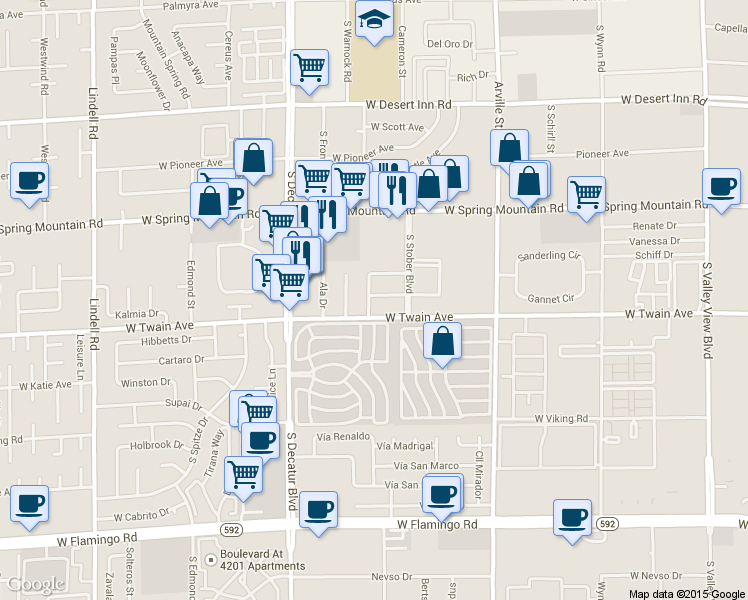 map of restaurants, bars, coffee shops, grocery stores, and more near 4743 Elk Springs Avenue in Las Vegas