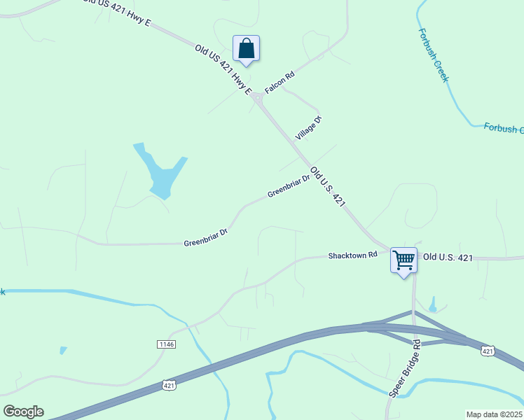 map of restaurants, bars, coffee shops, grocery stores, and more near 3320 Greenbriar Drive in Yadkinville