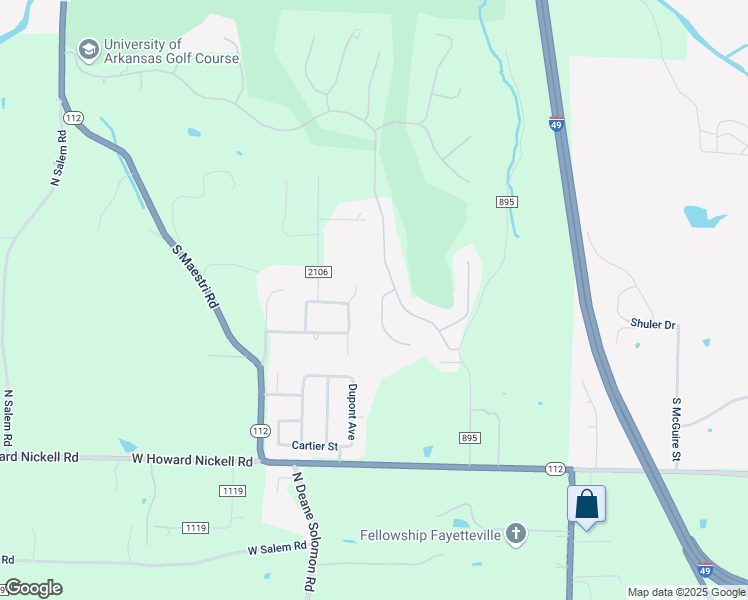 map of restaurants, bars, coffee shops, grocery stores, and more near 3896 North Woodside Drive in Fayetteville
