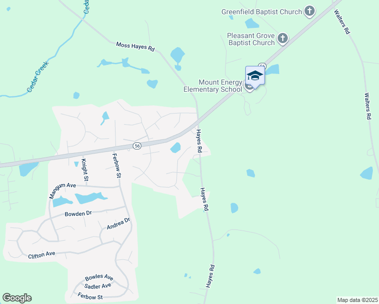 map of restaurants, bars, coffee shops, grocery stores, and more near 2762 Spring Valley Drive in Creedmoor