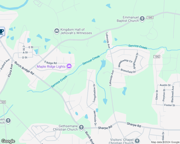 map of restaurants, bars, coffee shops, grocery stores, and more near Northside Drive in Burlington