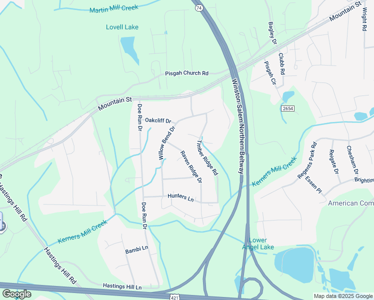 map of restaurants, bars, coffee shops, grocery stores, and more near 475 Raven Ridge Drive in Kernersville