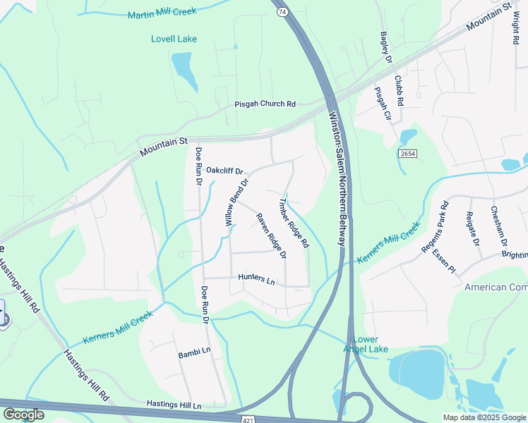 map of restaurants, bars, coffee shops, grocery stores, and more near 475 Raven Ridge Drive in Kernersville