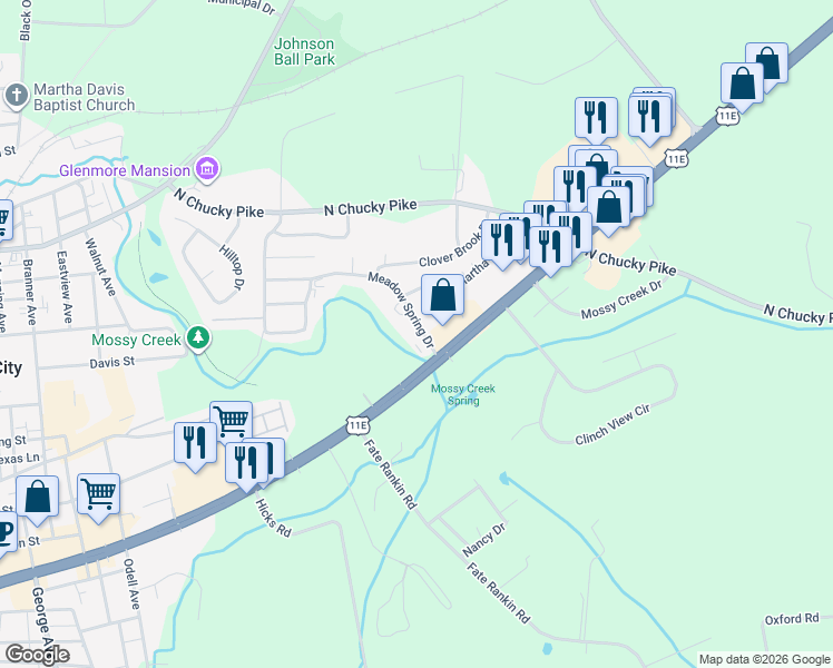 map of restaurants, bars, coffee shops, grocery stores, and more near 1515 Meadow Spring Drive in Jefferson City