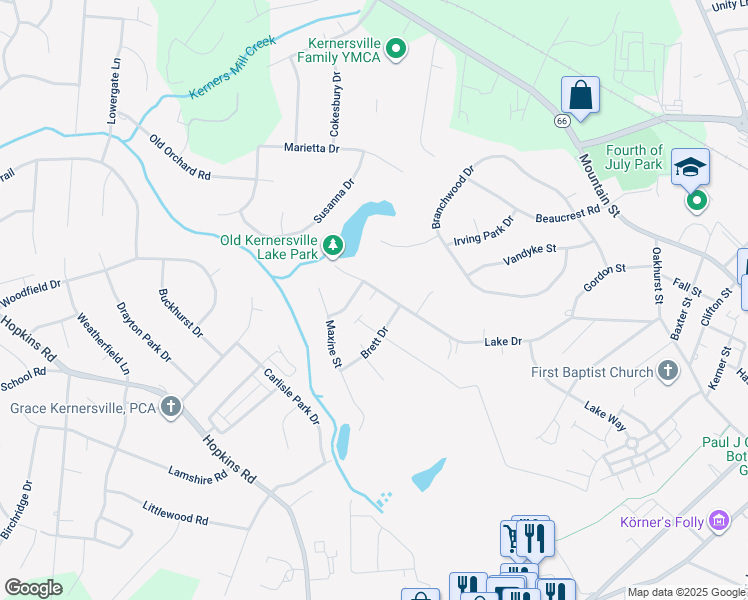 map of restaurants, bars, coffee shops, grocery stores, and more near 908 Matt Road in Kernersville