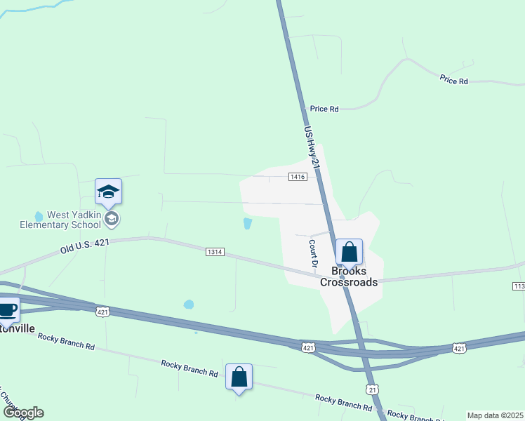 map of restaurants, bars, coffee shops, grocery stores, and more near 3637 Bray Road in Hamptonville