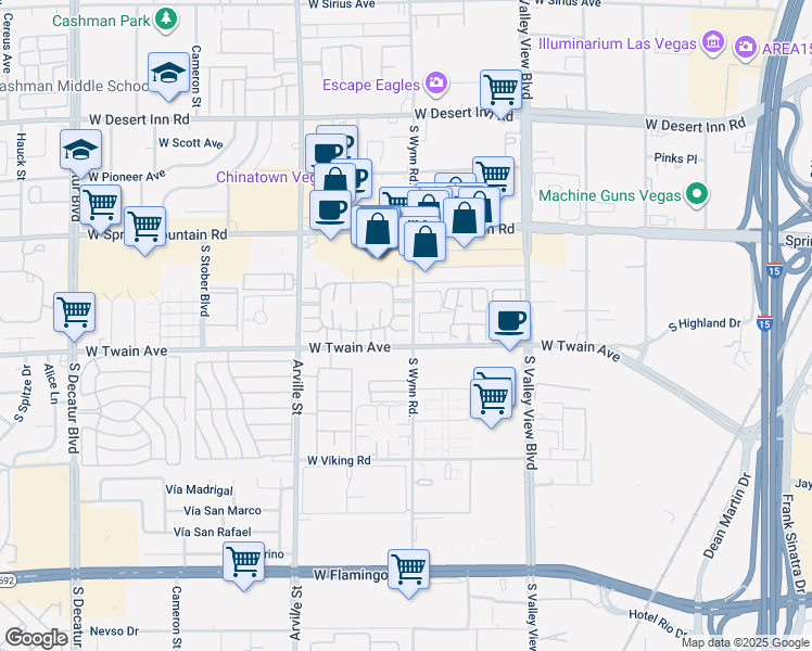 map of restaurants, bars, coffee shops, grocery stores, and more near 4171 Gannet Circle in Las Vegas