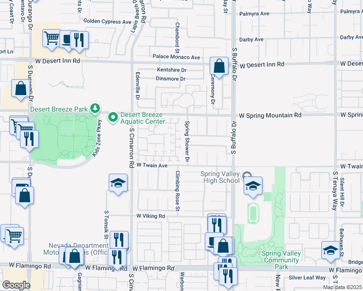map of restaurants, bars, coffee shops, grocery stores, and more near 8018 Retriever Avenue in Las Vegas