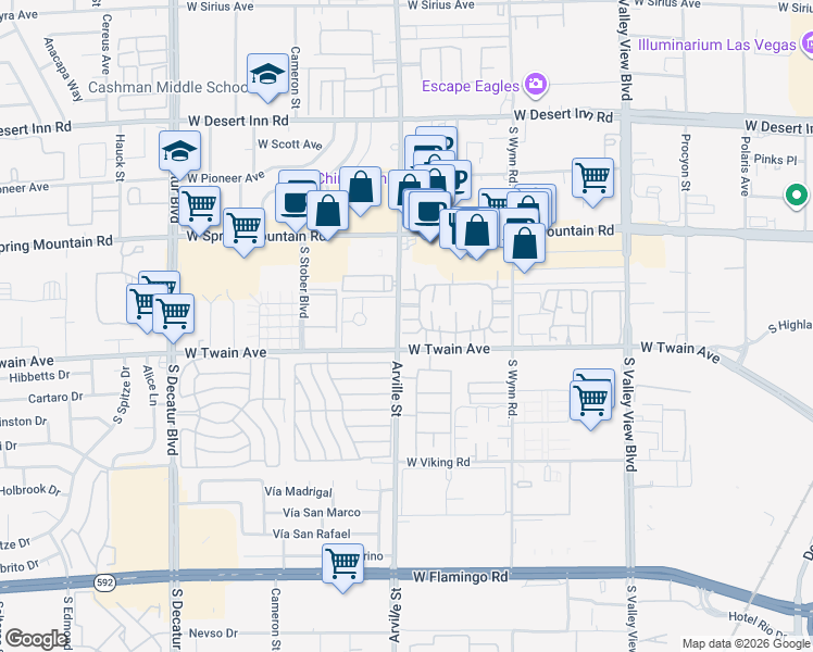 map of restaurants, bars, coffee shops, grocery stores, and more near 4331 Gannet Circle in Las Vegas