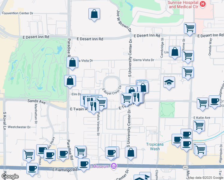 map of restaurants, bars, coffee shops, grocery stores, and more near 730 South Royal Crest Circle in Las Vegas