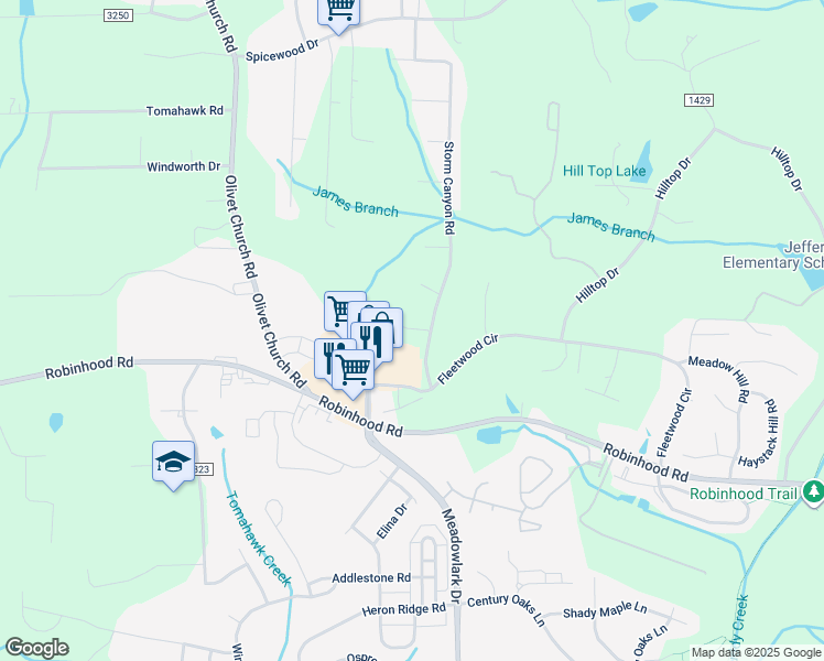 map of restaurants, bars, coffee shops, grocery stores, and more near Hardwood Drive in Winston-Salem