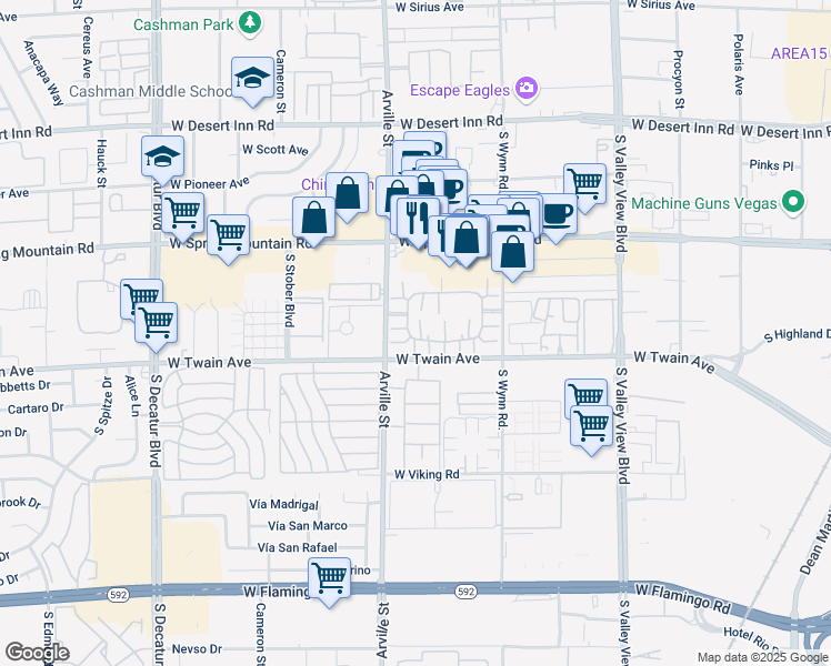 map of restaurants, bars, coffee shops, grocery stores, and more near 4331 Gannet Circle in Las Vegas