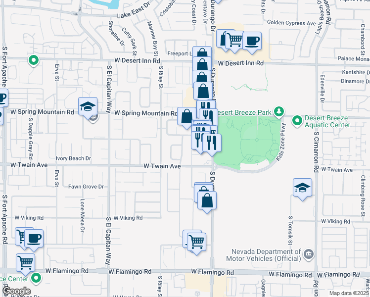 map of restaurants, bars, coffee shops, grocery stores, and more near 3645 Penedos Drive in Las Vegas