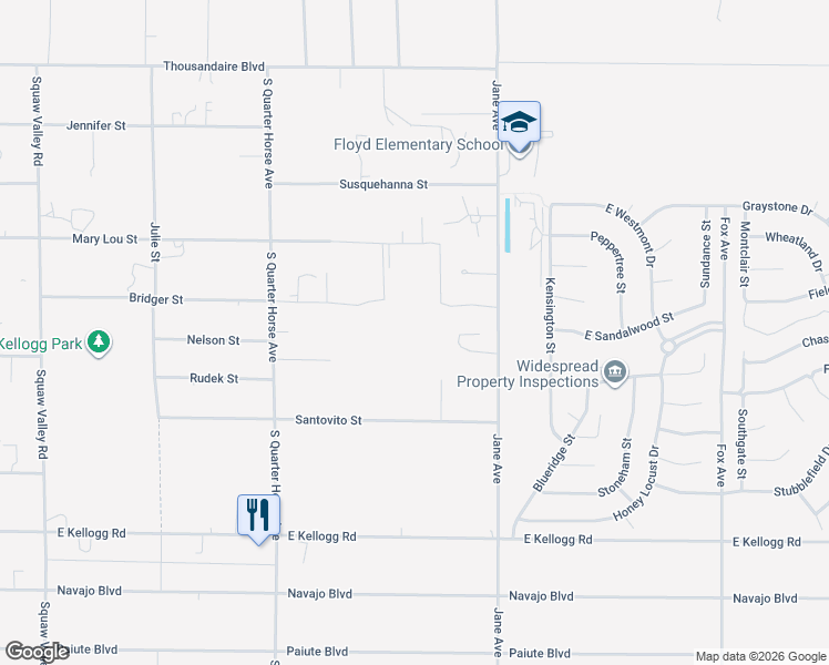 map of restaurants, bars, coffee shops, grocery stores, and more near 4301 Bridger Street in Pahrump