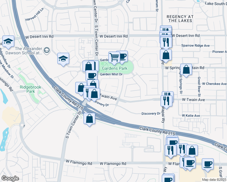 map of restaurants, bars, coffee shops, grocery stores, and more near 10492 Haywood Drive in Las Vegas