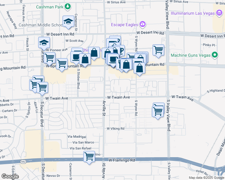 map of restaurants, bars, coffee shops, grocery stores, and more near 4360 Gannet Circle in Las Vegas