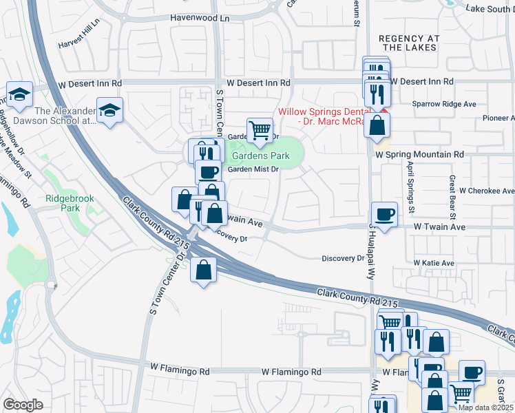 map of restaurants, bars, coffee shops, grocery stores, and more near 10492 Haywood Drive in Las Vegas