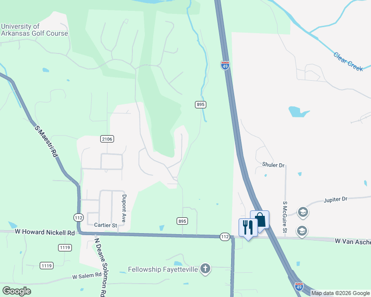 map of restaurants, bars, coffee shops, grocery stores, and more near 4522 Jean Lane in Fayetteville