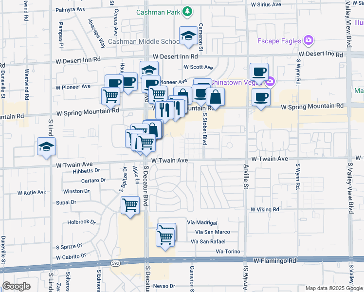 map of restaurants, bars, coffee shops, grocery stores, and more near 4743 Elk Springs Avenue in Las Vegas