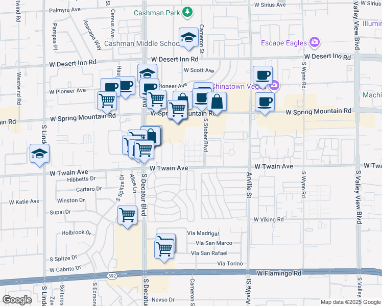 map of restaurants, bars, coffee shops, grocery stores, and more near 4743 Elk Springs Avenue in Las Vegas