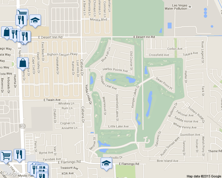 map of restaurants, bars, coffee shops, grocery stores, and more near 5577 Golden Leaf Avenue in Las Vegas
