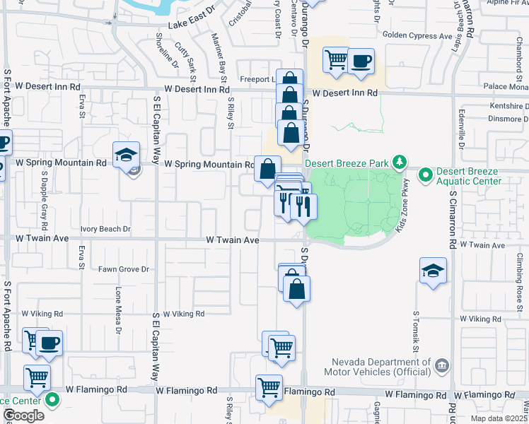 map of restaurants, bars, coffee shops, grocery stores, and more near 3624 Soothing Surf Drive in Las Vegas