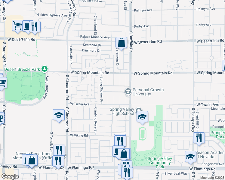map of restaurants, bars, coffee shops, grocery stores, and more near 7908 Fall Harvest Drive in Las Vegas