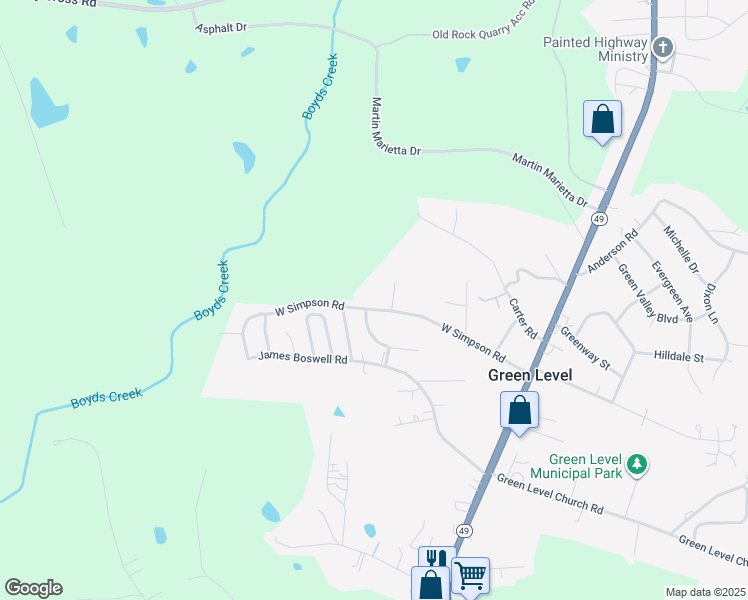 map of restaurants, bars, coffee shops, grocery stores, and more near 2109 Meadow Ridge Lane in Burlington