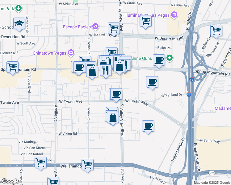 map of restaurants, bars, coffee shops, grocery stores, and more near in Paradise