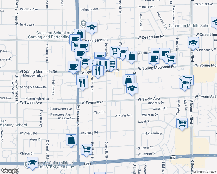 map of restaurants, bars, coffee shops, grocery stores, and more near 5816 Sinaloa Court in Las Vegas