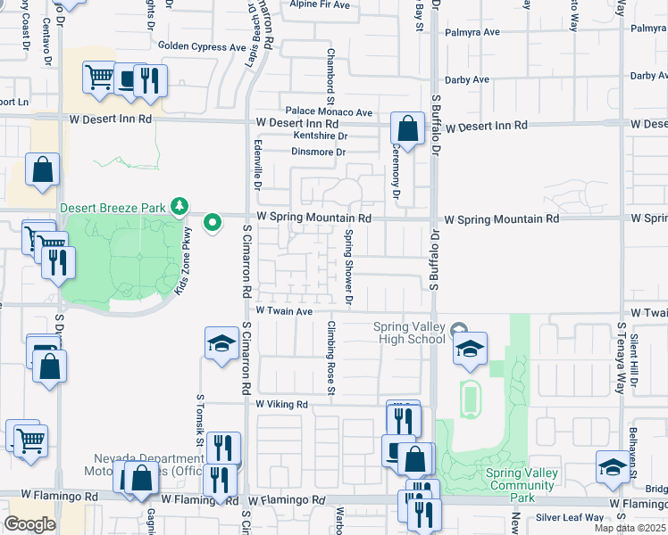 map of restaurants, bars, coffee shops, grocery stores, and more near 8018 Retriever Avenue in Las Vegas