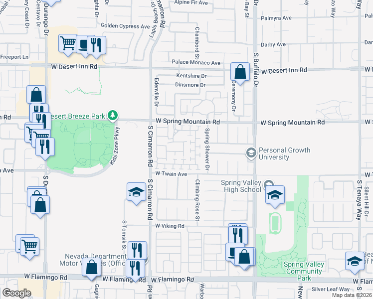map of restaurants, bars, coffee shops, grocery stores, and more near 8088 Retriever Avenue in Las Vegas