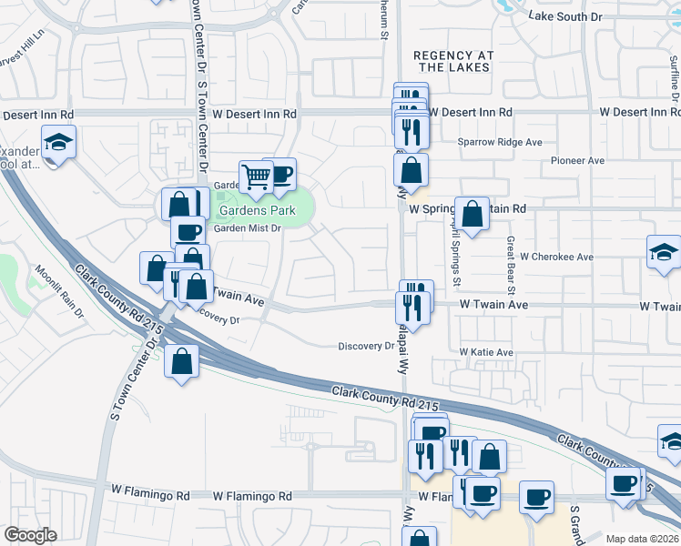 map of restaurants, bars, coffee shops, grocery stores, and more near 10330 Ness Wood Lane in Las Vegas