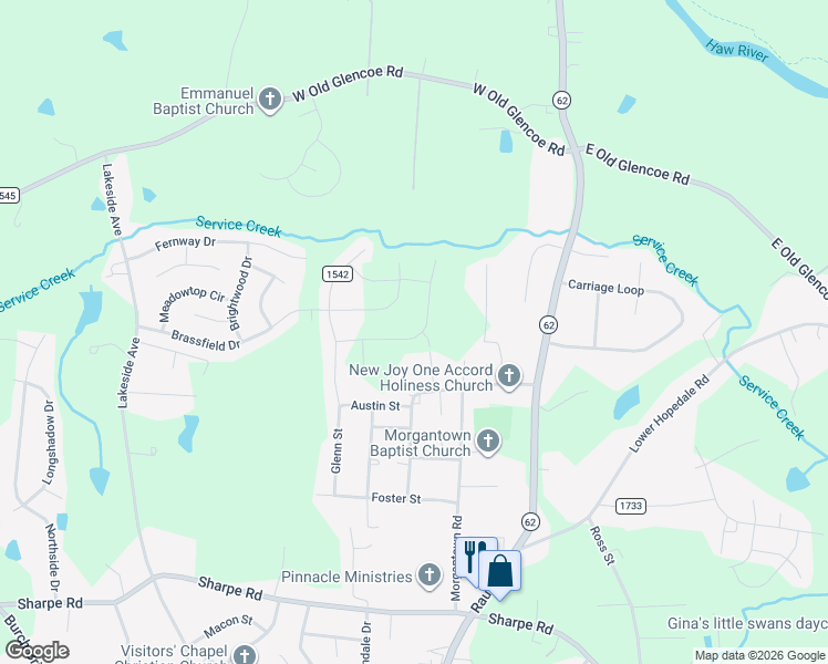 map of restaurants, bars, coffee shops, grocery stores, and more near 1902 Harris Street in Burlington