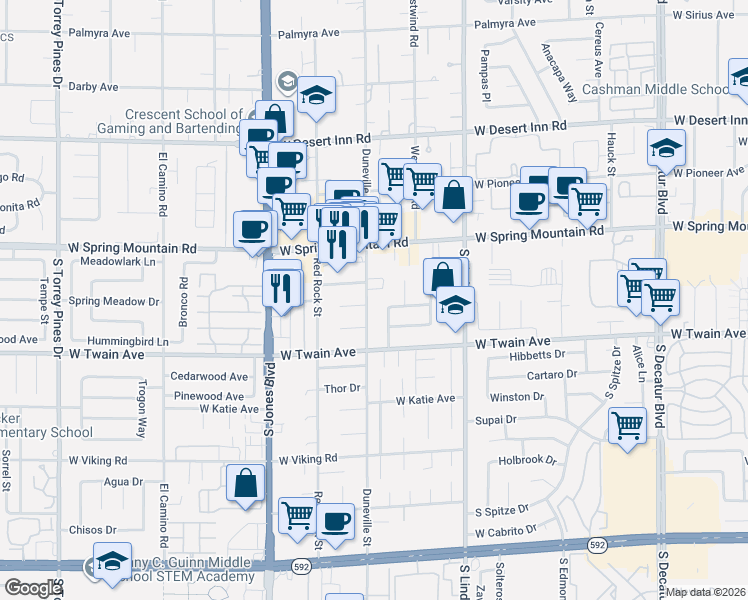 map of restaurants, bars, coffee shops, grocery stores, and more near 5816 Sinaloa Court in Las Vegas