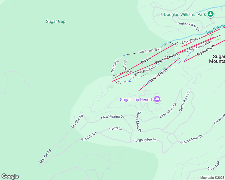 map of restaurants, bars, coffee shops, grocery stores, and more near 983 Craggy Point in Sugar Mountain