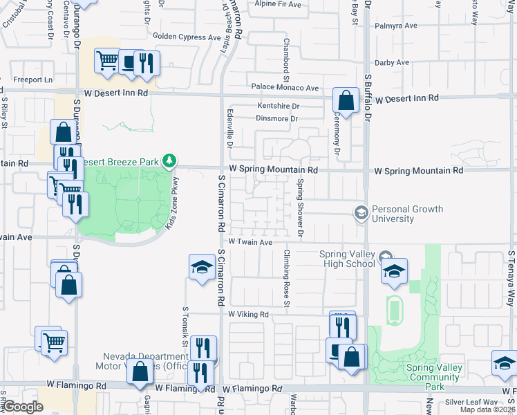 map of restaurants, bars, coffee shops, grocery stores, and more near 8098 Watauga Avenue in Las Vegas