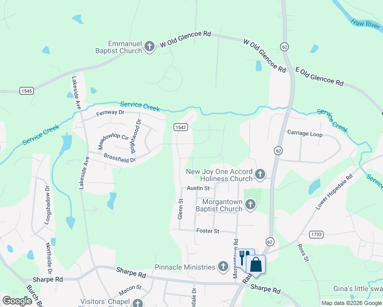 map of restaurants, bars, coffee shops, grocery stores, and more near 1885 Glenn Street in Burlington