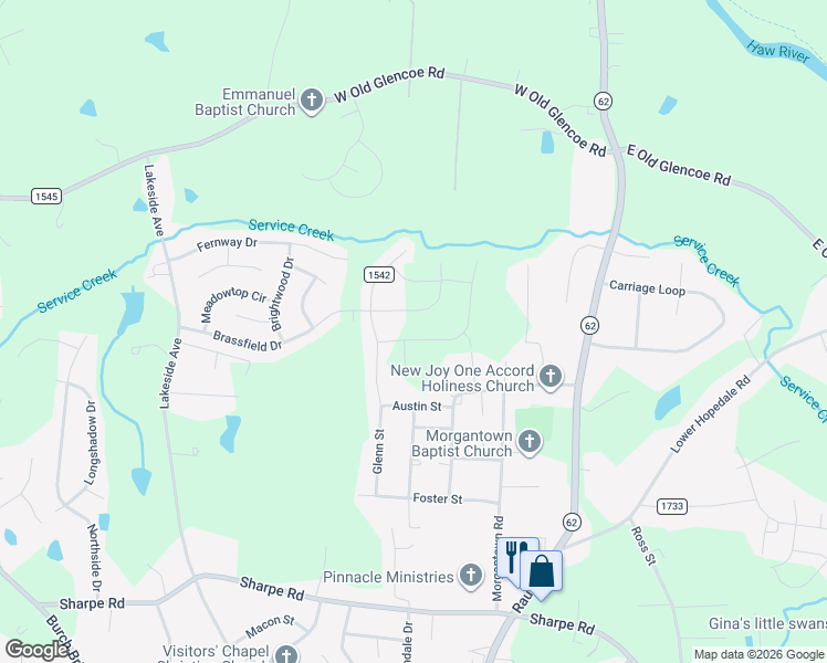 map of restaurants, bars, coffee shops, grocery stores, and more near 1885 Glenn Street in Burlington