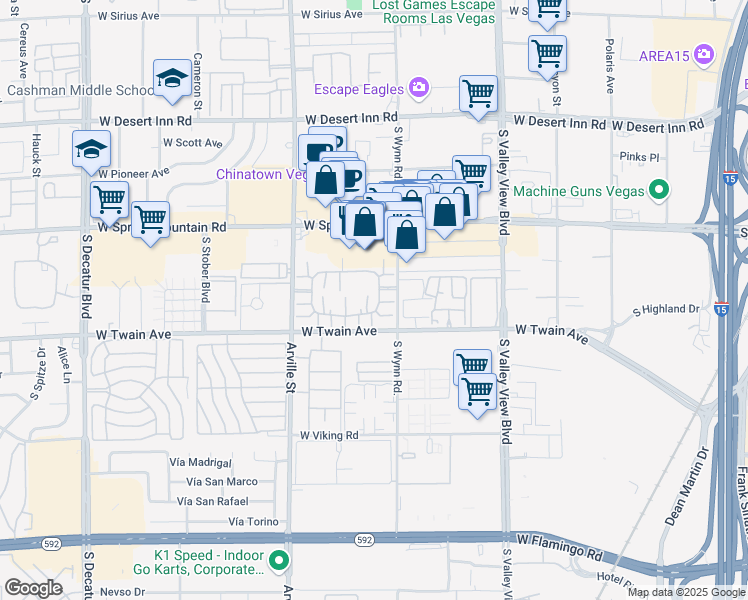 map of restaurants, bars, coffee shops, grocery stores, and more near 4120 Gannet Circle in Las Vegas